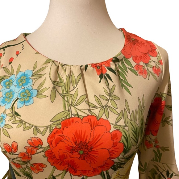 New York and Company Floral Dress with 3/4 Flutter Sleeve - Picture 2 of 8